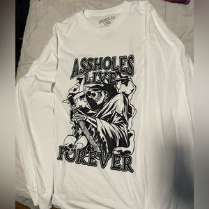 Assholes Live Forever White Long Sleeve Reaper Tee